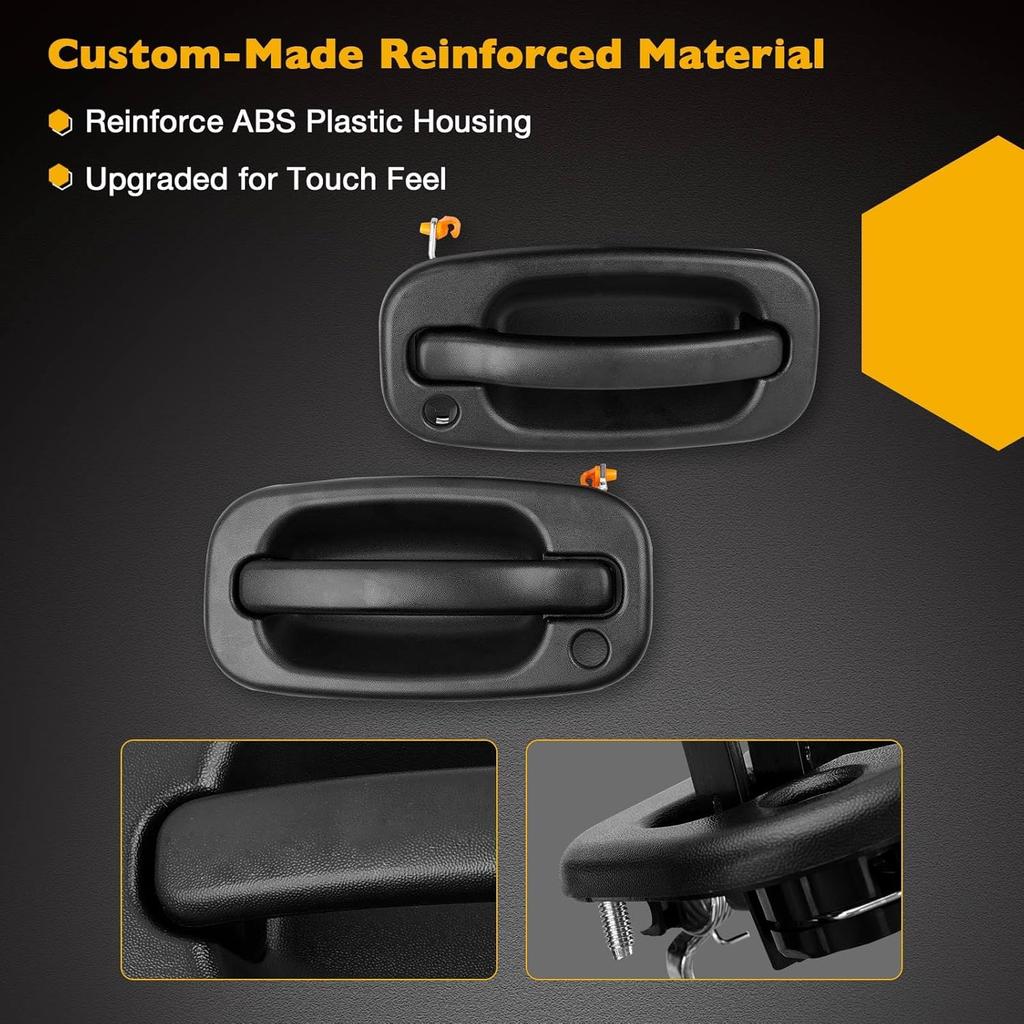 Gledewen Exterior Door Handle Front Left & Right Pair with Key Hole | for 1999-2007 Chevy Silverado Suburban Tahoe Avalanche GMC Sierra Yukon