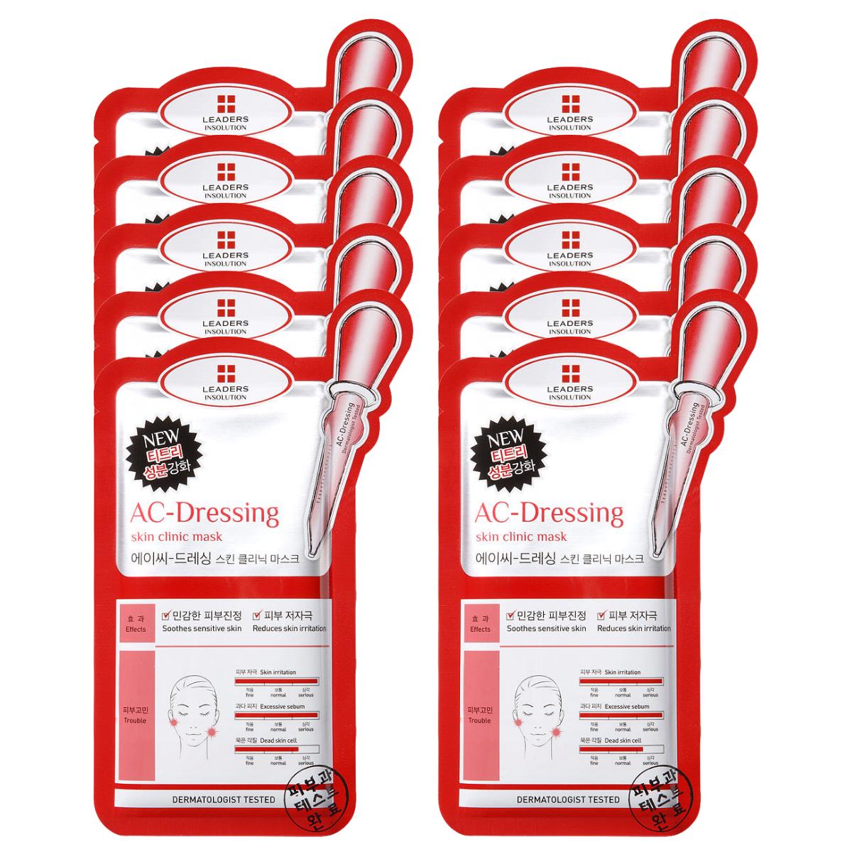 Leaders Insolution AC Dressing Skin Clinic Mask Clarifying Calming 25ml x 10 Sheets