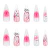 3D Bow Spicy Girl Nails: Long, Pointed, Gradient Heart Press-On Nails