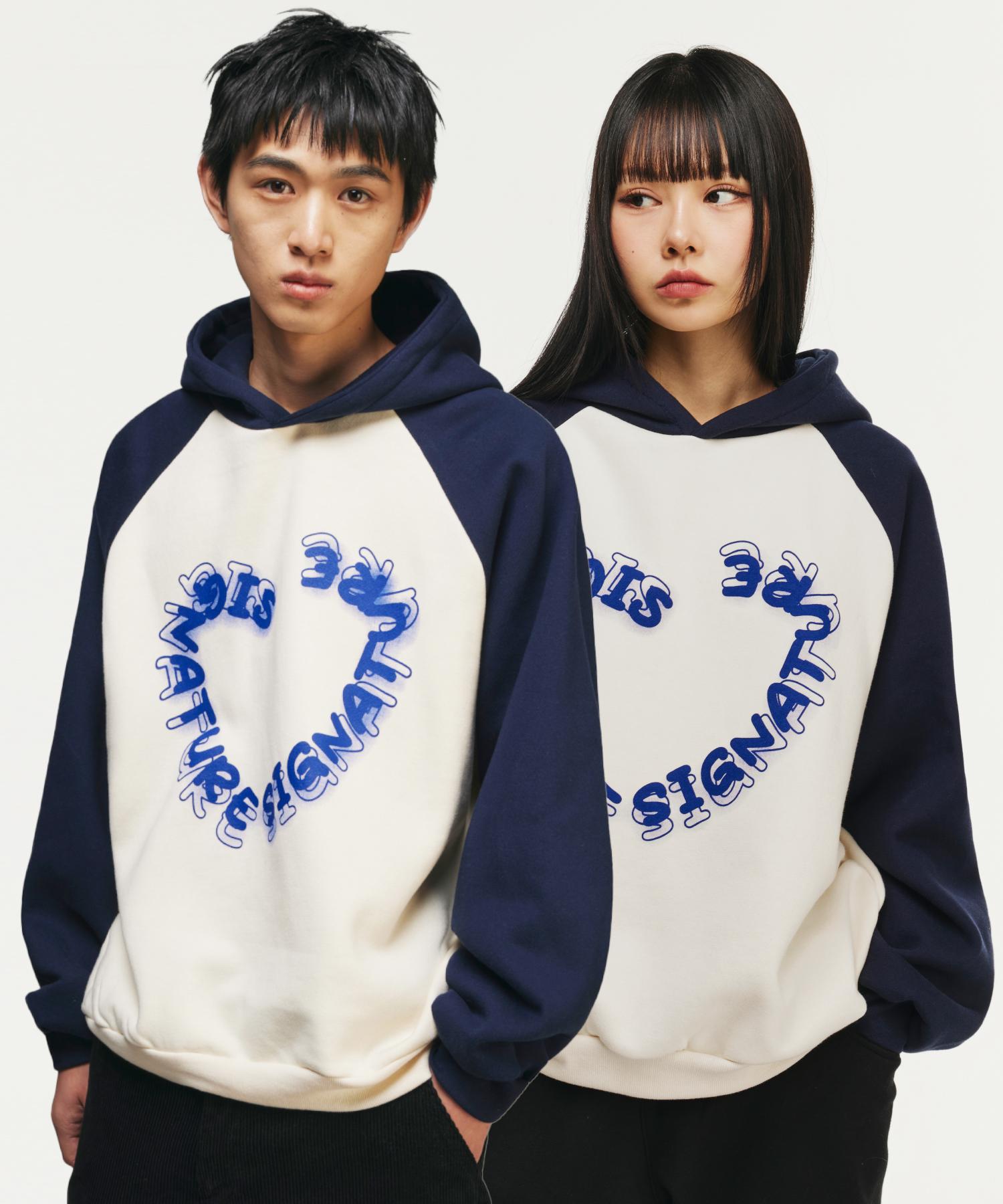 Signature Raglan Color Hoodie [Cream Navy] Cream Navy/M