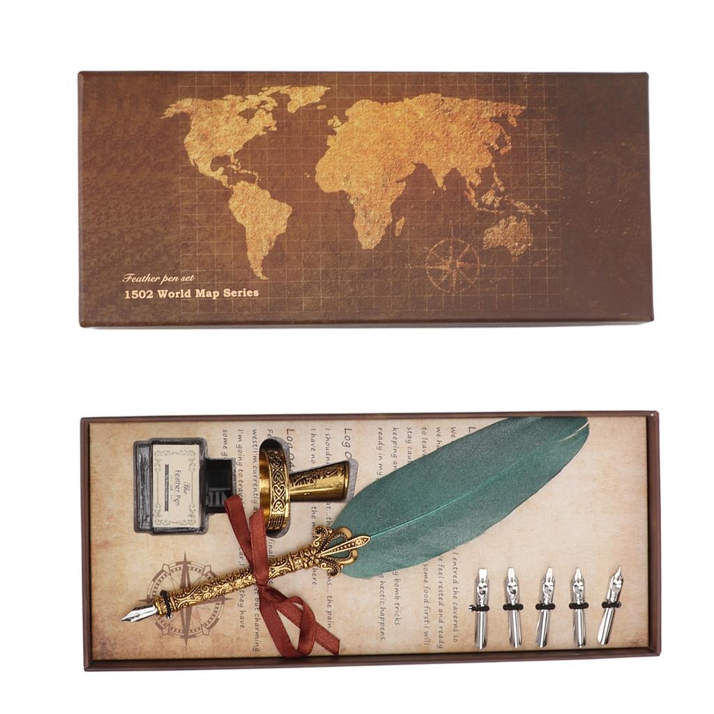 Feather Pen Set Durable Creativity Easy Writing Stationery Gift Box for Lover Teacher Classmate GiftPearlescent Dark