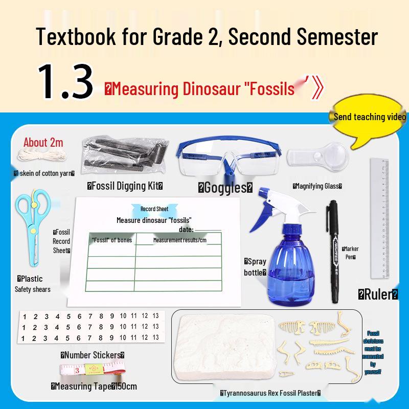 Second Grade Science Experiment Kit: Textbook Edition, Teaching Aids, and Dinosaur Fossil Materials