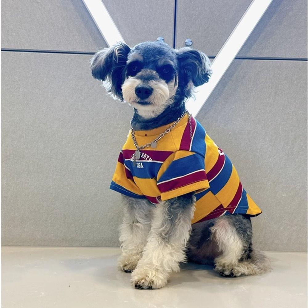Comfortable Dog Stripes Vest Large Size Dog Short Sleeve Pet Summer T-Shirt  Beach Travel