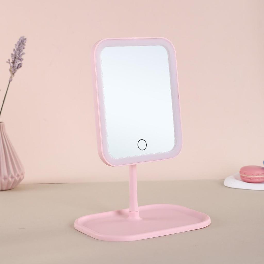 USB Rechargeable LED Vanity Mirror: Portable, INS Style Makeup Mirror with Light for Dorms