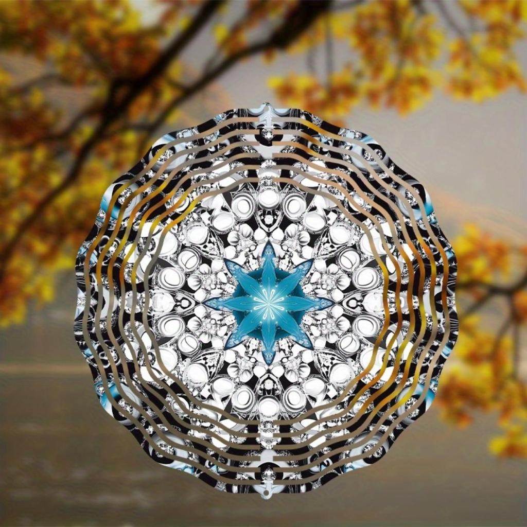 Blaues Mandala Windspiel Wandbehang Gartendekor Außenschmuck Nicht elektrisch Visueller Effekt Geschenk für Zuhause Hof
