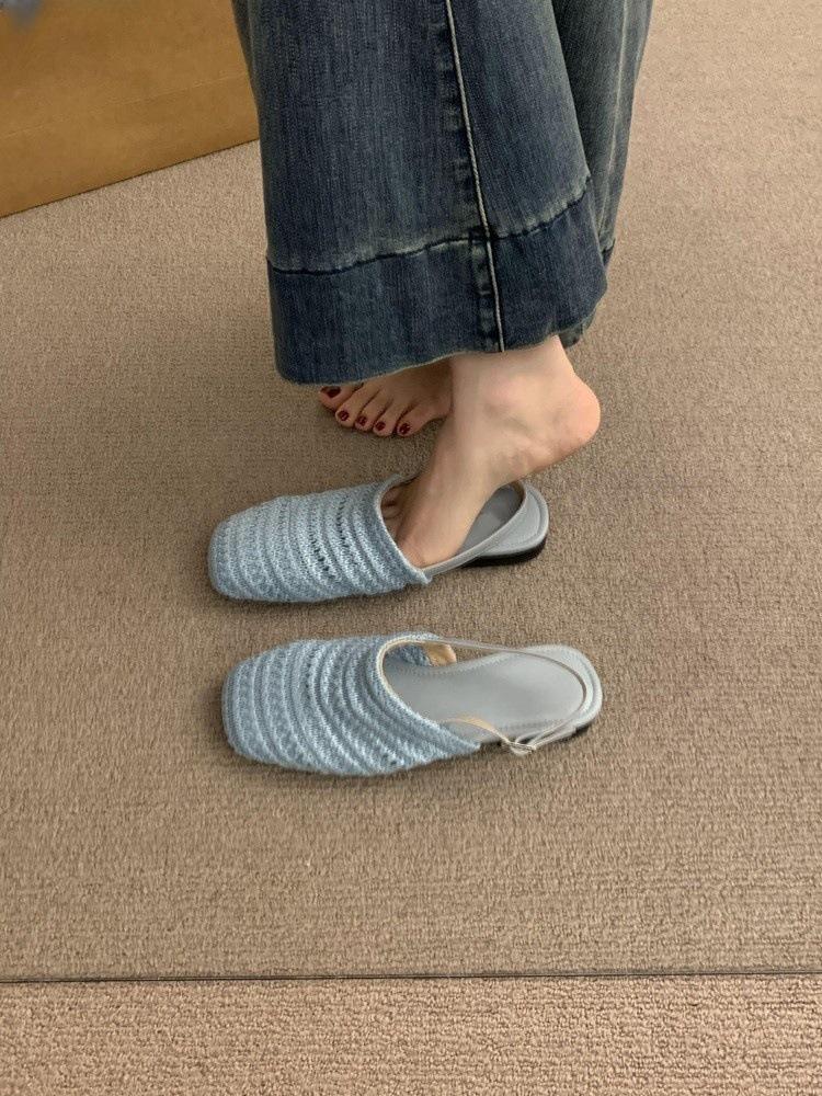 

French gentle woven bag head sandals women s outer wear 2025 new spring and summer vacation fairy evening empty single shoes 35