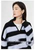 Korean Style Color Block Striped Wool Knit Pullover - Women's Loose Long Sleeve Sweater for Autumn/Winter