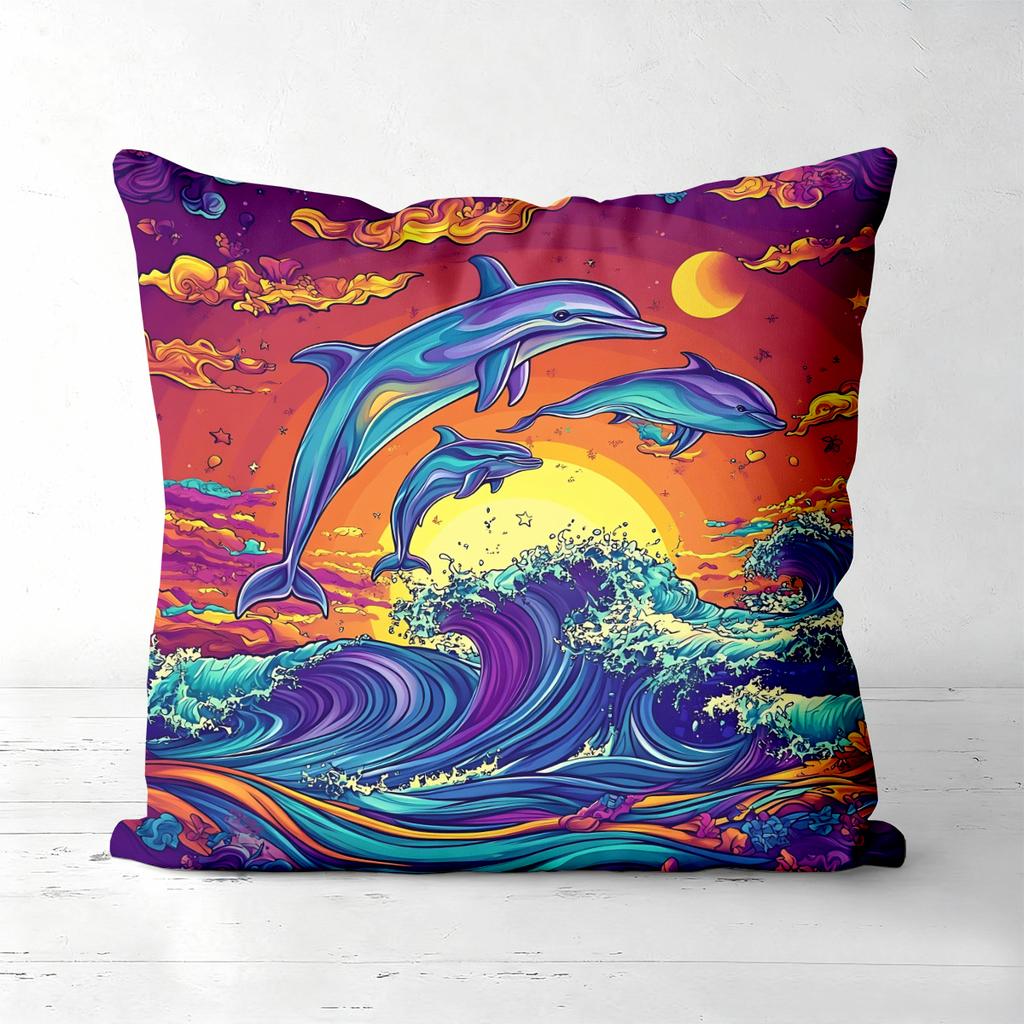 Bunte Ozeantier Surfen Kissenbezüge Polyester Kissenhülle, Sofa Dekokissenbezug Kopfteilkissen