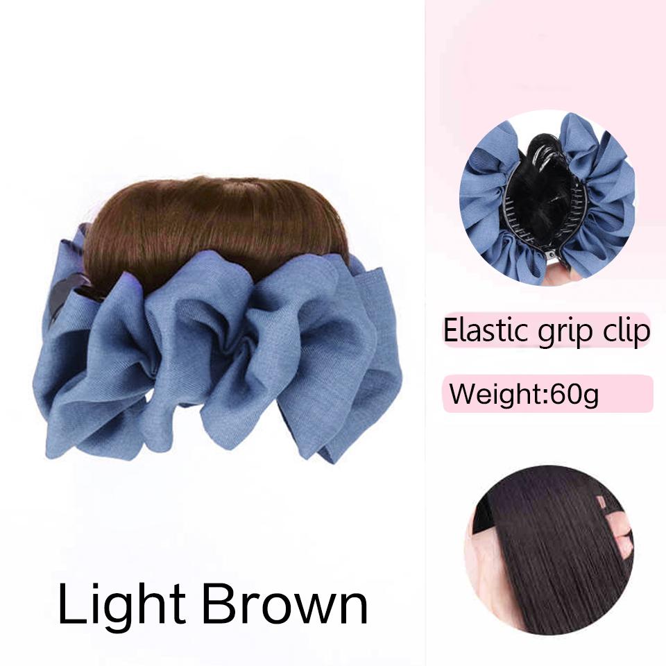 Synthetic Bow Hair Clip Chignon Messy Bun Claw Clip in Hair Piece Wavy Curly Hair Bun Ponytail Extensions Scrunchie Hairpieces for Women