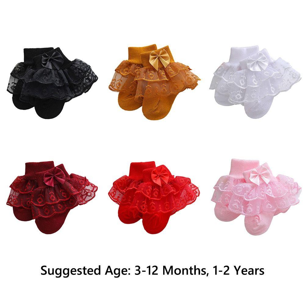 Thin Baby Girls Lace Socks Super Soft Princess Dress Socks Spring & Summer Infant Bow Socks