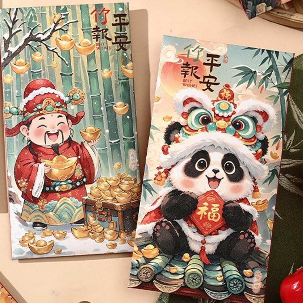 6pcs Chinese Style New Year Red Envelopes Traditional 2025 Snake Year Red Pocket  Kids Gift