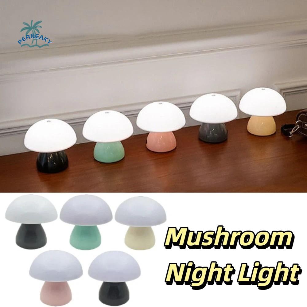 Warm White Lights Mushroom LED Table Lamp Dimmable Function USB Charging Port USB Charging Night Light Touch Control