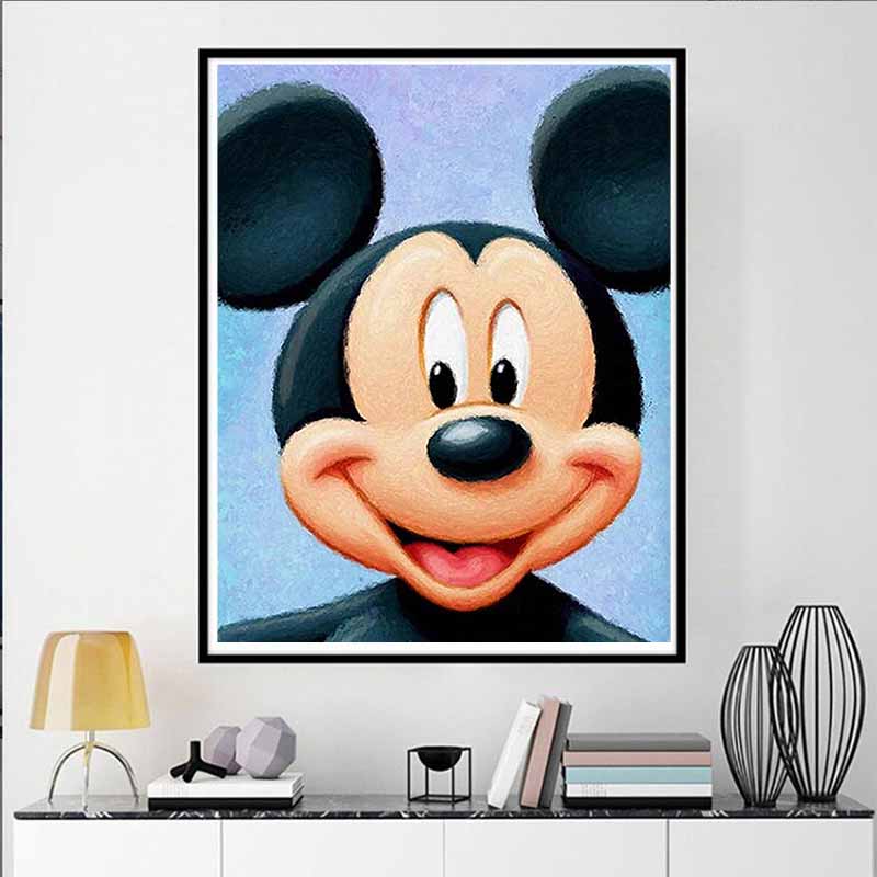 Disney Diamond Painting Mickey Mouse Oil Painting Style Soothing Cartoon Diamond Painting Full Diamond Cross Stitch Craft DIY Gift Home Decoration