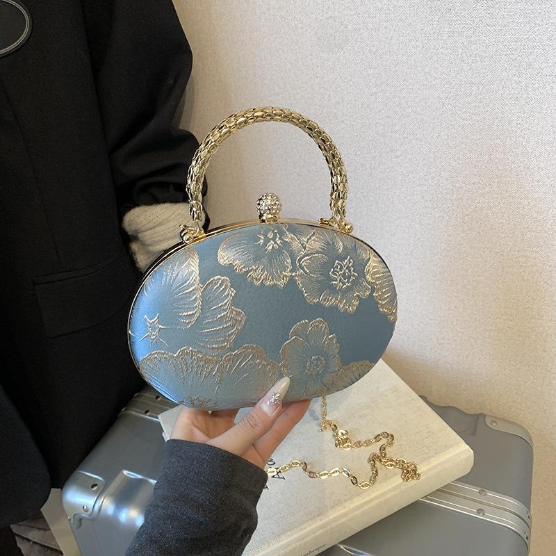 Design niche ball bag women's new portable fashion chain small bag dinner mini embroidered oblique span bag