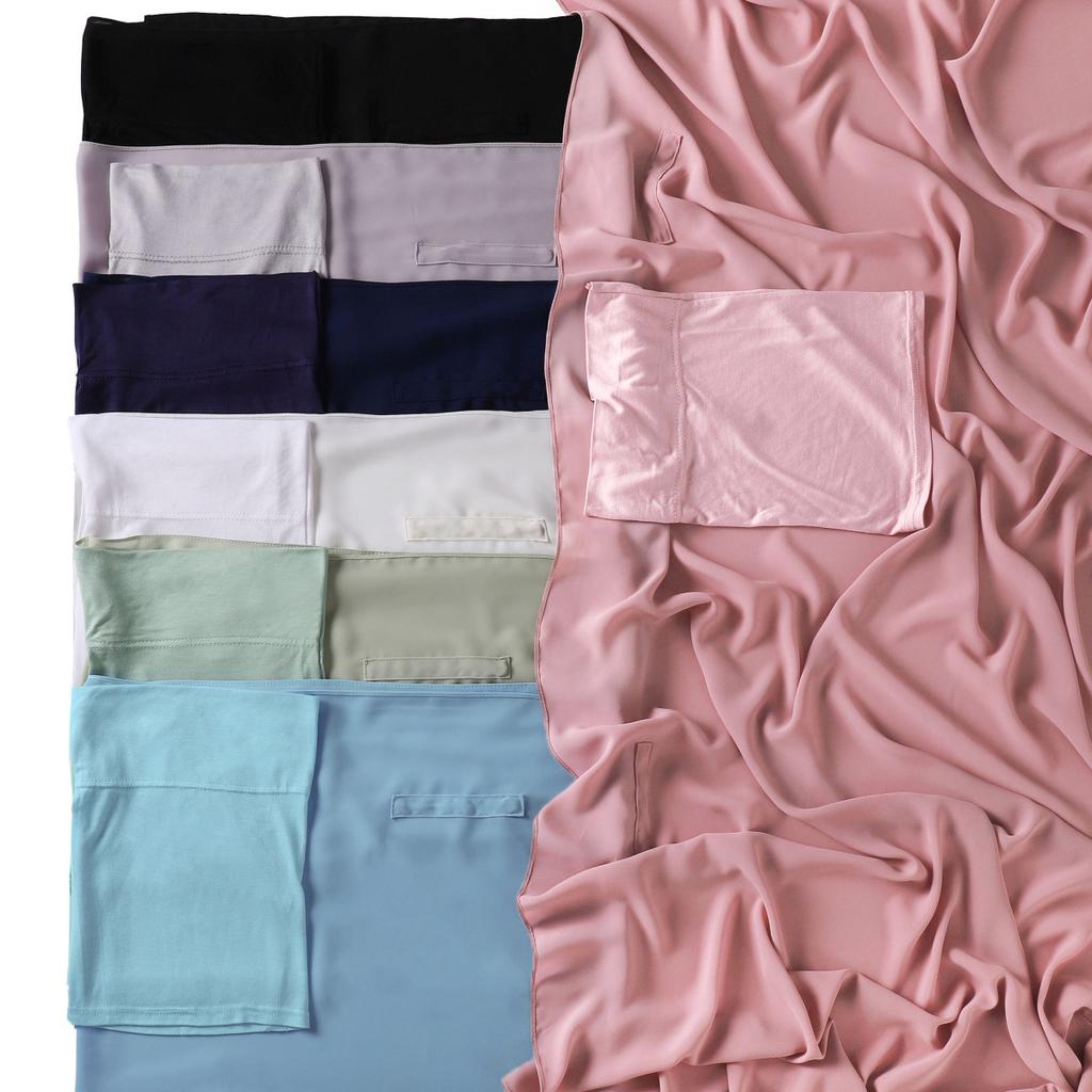 Premium Instant Medina Chiffon Hijab With Bulit-In Magnets Easy To Wear Scarf Shawl Headwrap With Undercap For Muslim Women