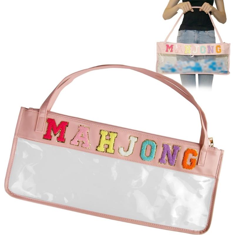Large Capacity PVC Waterproof Makeup Holder With Visible Front For Easy Viewing And Quick Access розовый