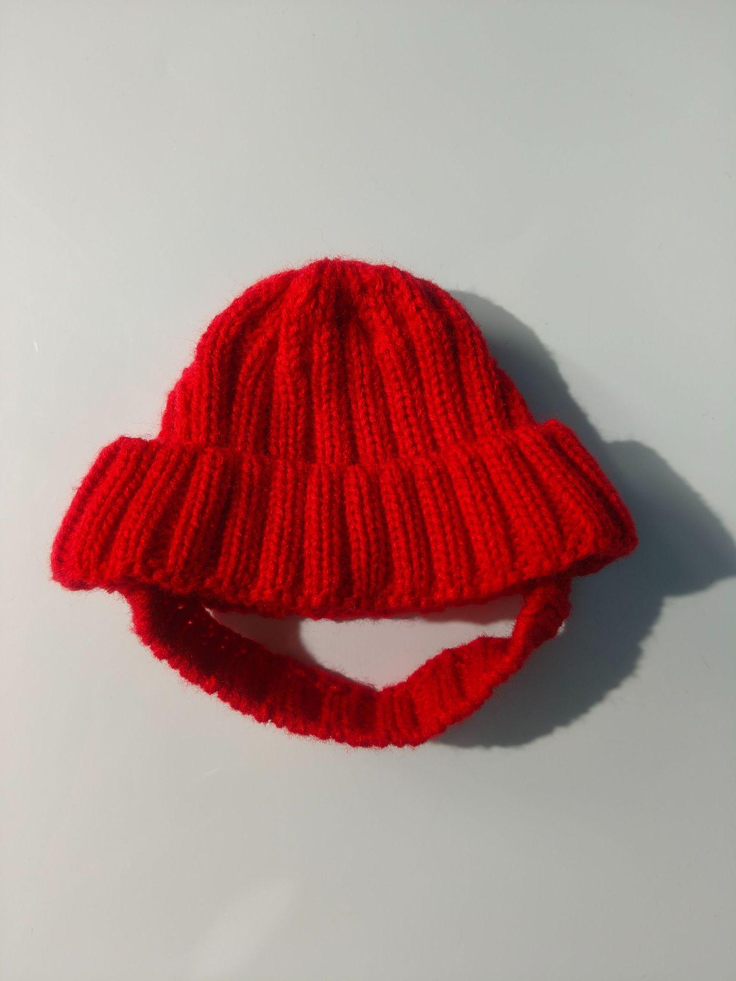 

Шапка-бини для мальтийской болонки, Уютная мягкая вязка с ушками, Милый игривый дизайн собаки, для маленьких собак, Красный и Зимний, Для использования в помещении/на улице красный