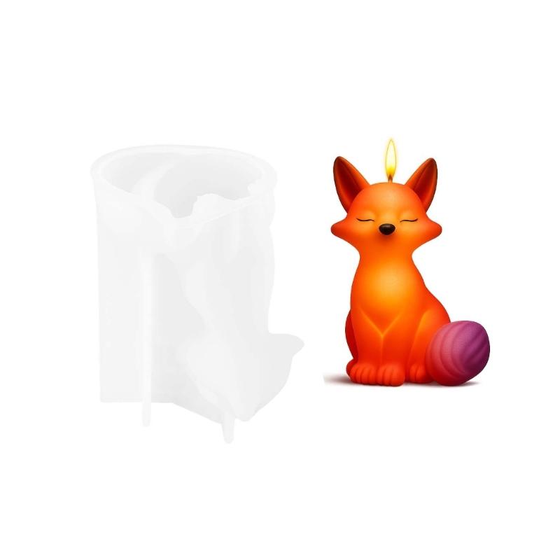 Ergonomic Silicone Candle Mold Crafting Accessories Moulds Foxes Shape for Resin Creations and Unique Gift Making
