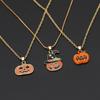Halloween Ghost Witch Hat Pumpkin Earrings Enamel Necklace Set Drop Oil Process Cartoon Jewelry Festival Gift Accessory