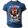 Funny Rooster Pattern Men's T-Shirts Fashion Letter Print Tees Casual O-neck Loose Short Sleeve Tops Street Hip Hop y2k Clothes