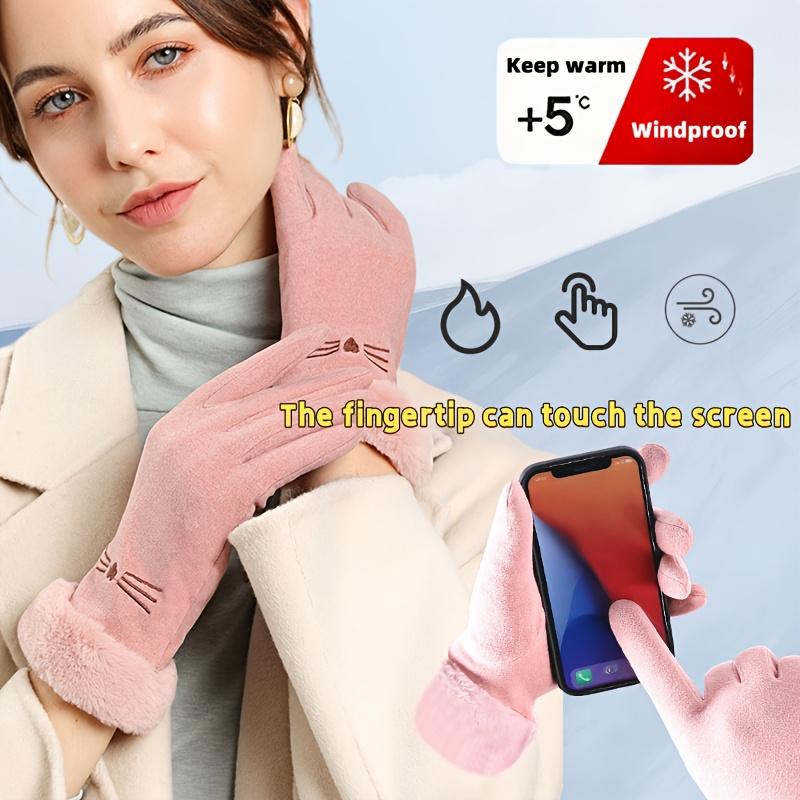 Ladies' winter outdoor warm riding gloves, thick and cold resistant touch screen gloves, worn for running and going out