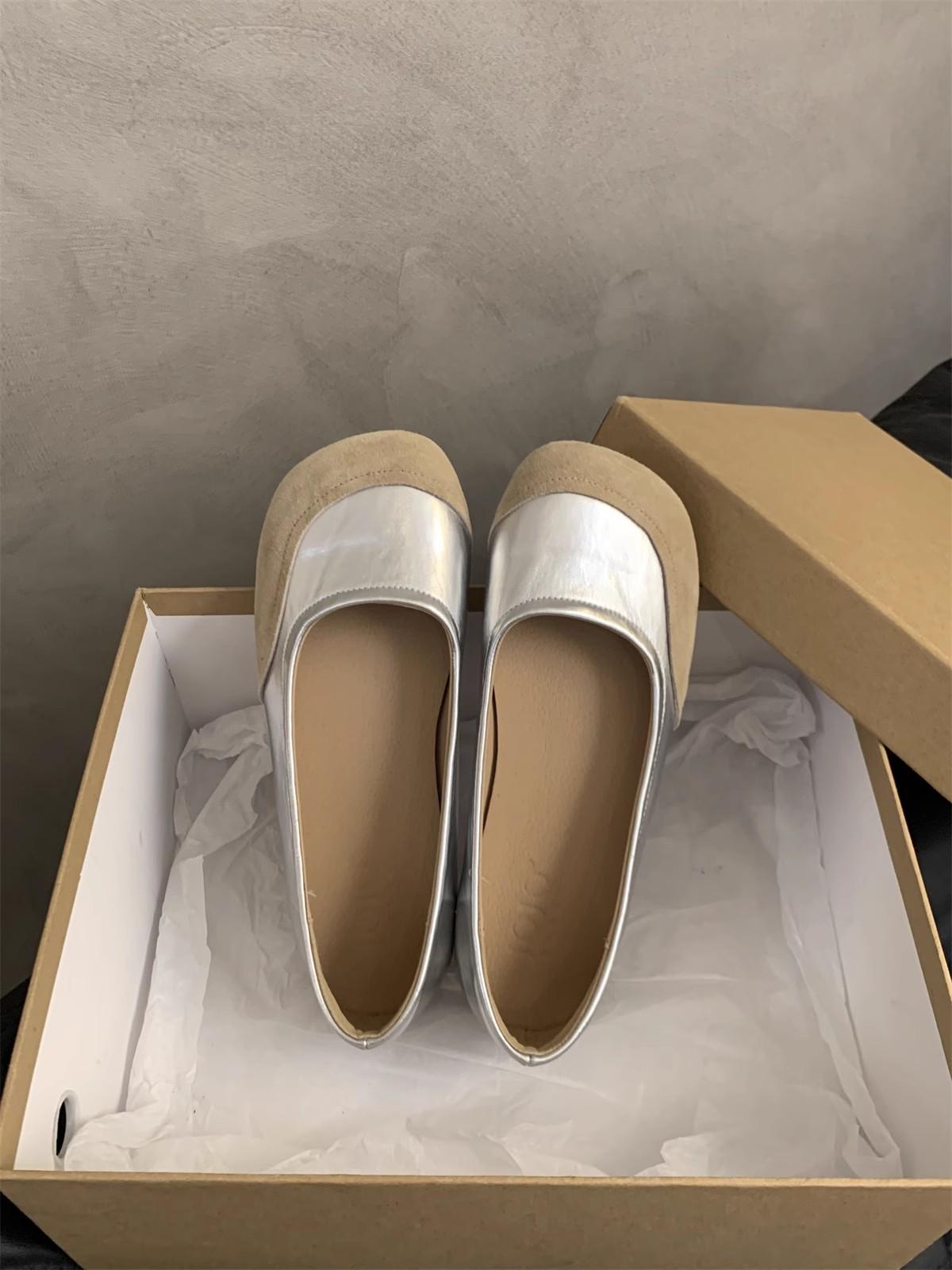 

Women 2024 Autumn New Fashion Retro Shallow Mouth Round Toe Single Shoes for Women Slip-on Mary Jane Shoe Ladies Soft Sole Flats 35 серебряный