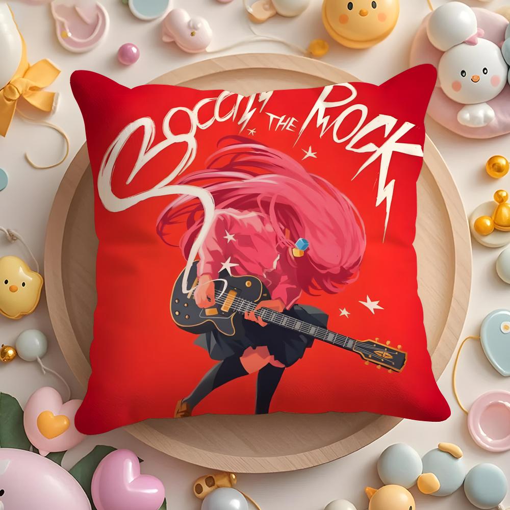 Anime B-Bocchi the Rock Cushion Cover Home & Car Multi-Scene Pillow Cover - Reversible, Soft & Durable for Daily Use