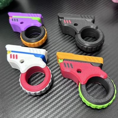 Druk 3D EDC Uspokajający Spinner Zabawki do Redukcji Stresu Kształt Pistoletu Pierścionek Fidget Małe Zabawki Pistolety dla Osób Cierpiących na Lęk i ADHD
