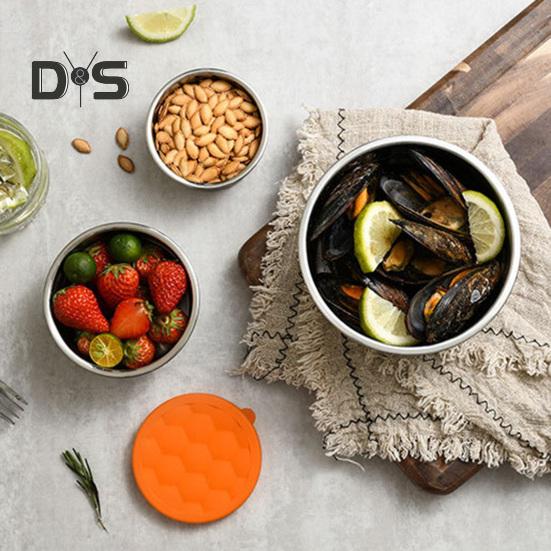 Snackbehälter aus Edelstahl für Kinder, auslaufsicherer Lebensmittelbehälter für Kleinkinder mit Silikondeckel, stapelbare Lunchbox aus Metall für Schule und Kindertagesstätte