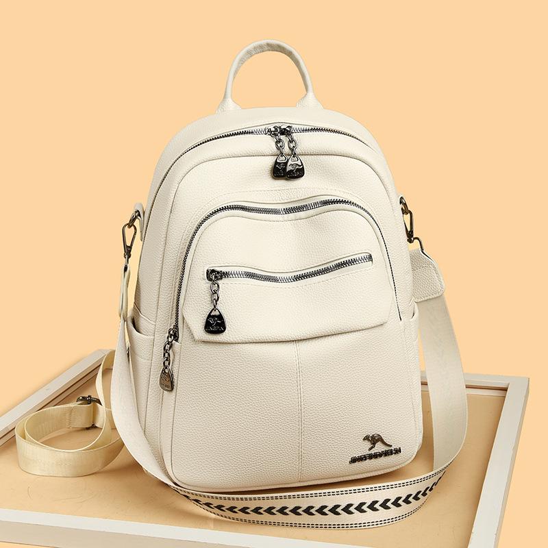 Mochila para Mujer Nueva Mochila Casual de Viaje Moderna Textura de Cuero Suave Mochila para Estudiante Bolso de Hombro Multicapa