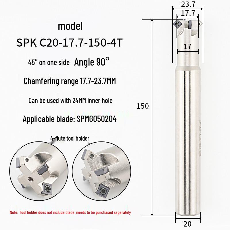 45° CNC Insertable Inner/Outer Chamfer Tool with Up/Down Back-Reaming Holder
