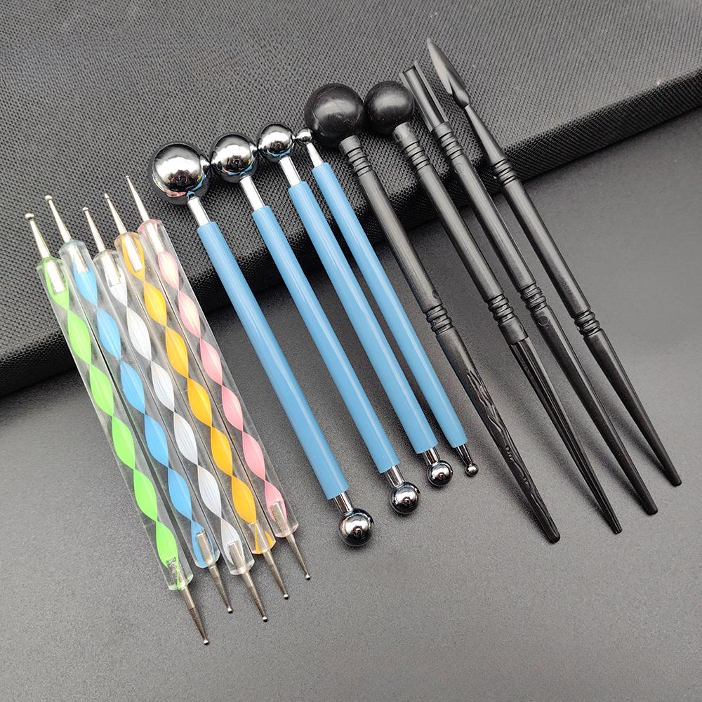 Mandala Dotting Tools Painting Stencils Handwork Drawing Stylus DIY Stone Embossing Starter Drawing Stylus Pens Art Kit Tools