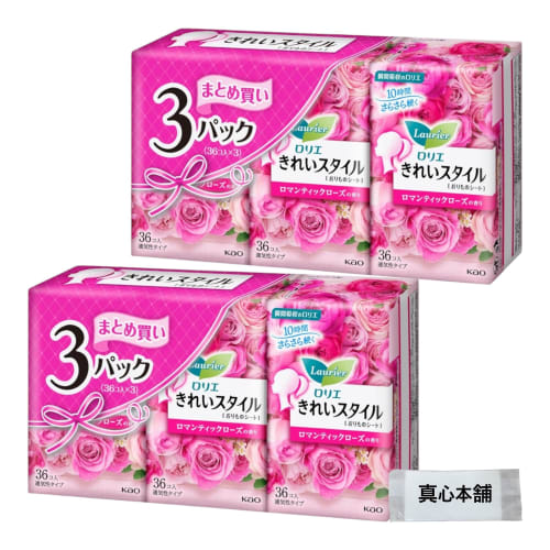 

Bulk Purchase: Laurier Panty Liners, Kirei Style, Romantic Rose Scent, 108 Sheets (36 Sheets x 3 Packs), Set of 2