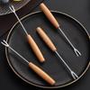 Wooden Handle Stainless Steel Dessert Forks (6-Piece Set)
