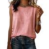 Summer Tops for Women, Round Neck Sleeveless Pullover Tops, Pure Color Stretchy Regular Fit Vest for Work Party Vacation Office Date Casual Wear