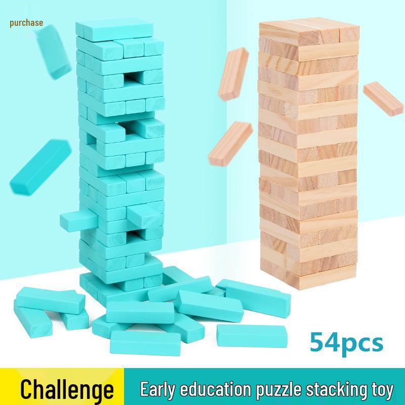 Wooden Building Blocks for Kids and Adults - Home Use, Educational Jenga and Dominoes for Parent-Child Interaction