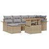 VidaXL Ensemble de salle à manger de jardin 7 pièces avec coussins Beige Rotin Poly Acacia 3349356