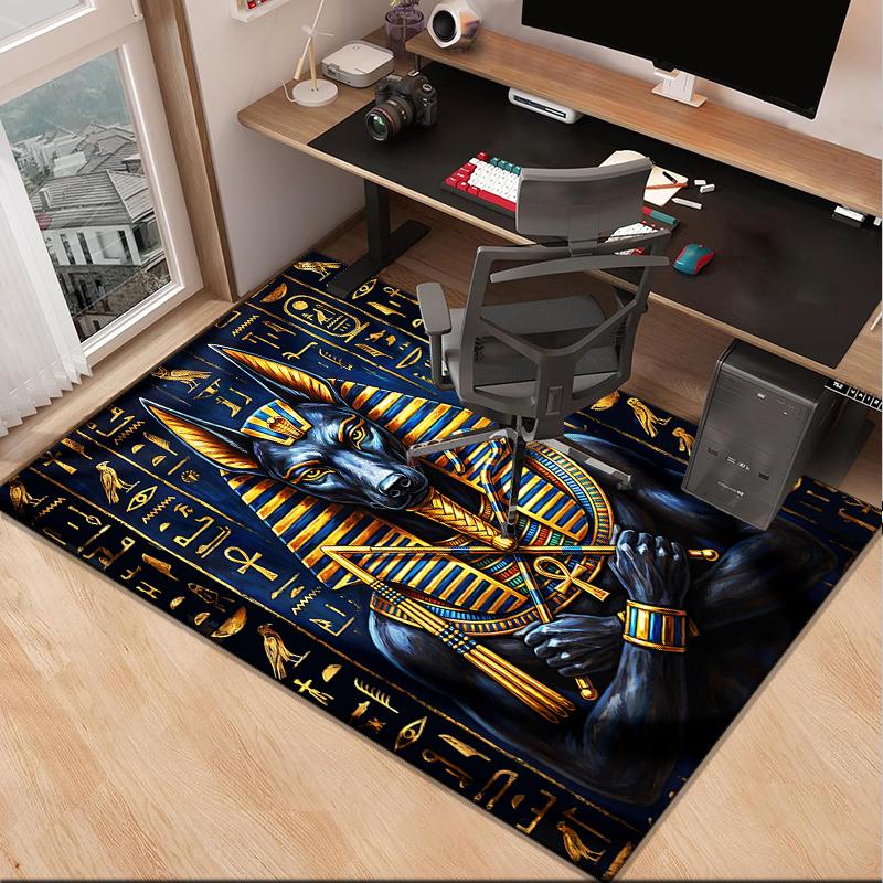 Ancient Egyptian Pharaoh Office Rug Chair Mat, Game Carpet, Suitable for Front Door, Bedroom, Living Room, Desk, Holiday Gift