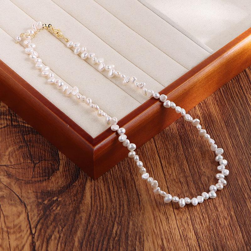 French Retro Natural Freshwater Pearl Necklace Women's Fashion Simple Temperament Neck Chain Sweater Chain Wholesale