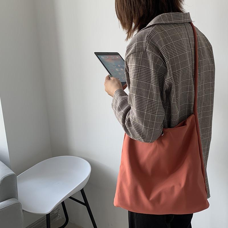 Candy Color Simple Solid Color Canvas Bag Female Single Shoulder