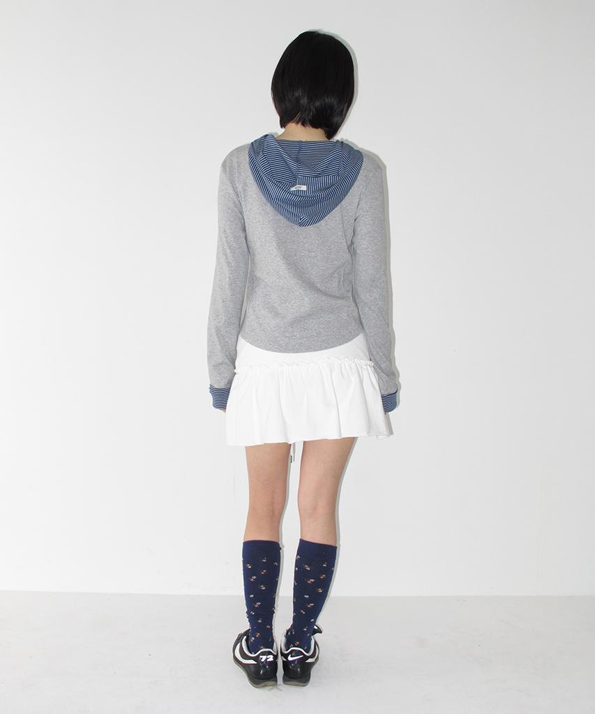 RONRON Button Cuff Hoodie Long Sleeve Gray