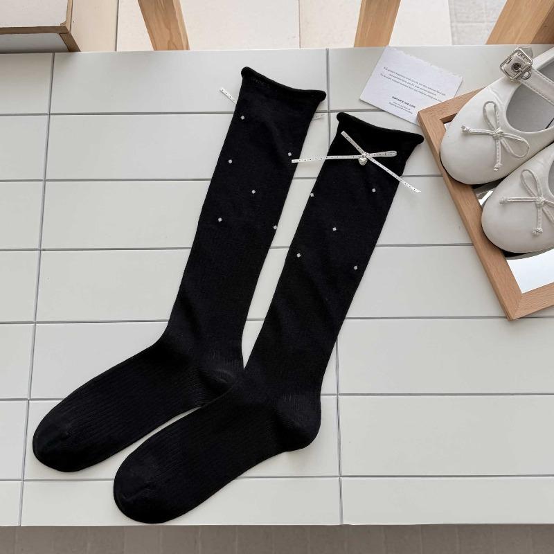 Summer Lightweight Ankle-length Stockings - Children's Open-weave Mesh Polka Dot Bow Tie Long Stockings - Versatile Half-length Stockings