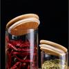 Vorratsglas aus Glas mit Holzdeckel, versiegeltes Glas, transparente Gläser, Vorratsflasche, Lebensmittel-Organizer, Teebox, Vorratsbehälter, Teedose