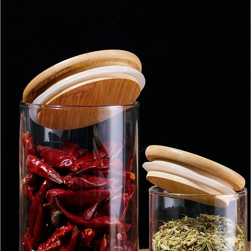 Vorratsglas aus Glas mit Holzdeckel, versiegeltes Glas, transparente Gläser, Vorratsflasche, Lebensmittel-Organizer, Teebox, Vorratsbehälter, Teedose