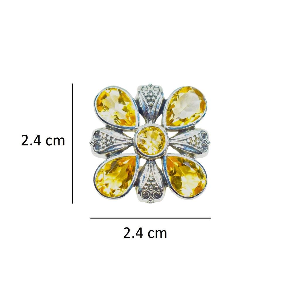Citrine Flower Pendant: 925 Sterling Silver Jewelry