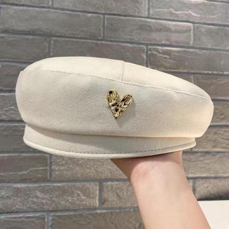 Love Beret Women's Winter New Fashion Show Face Small Casual Octagonal Hat Retro Temperament Painter Hat