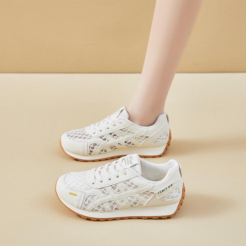 

Сетчатые дышащие спортивные туфли женские 2025 новые летние полые маленькие белые немецкие тренировочные туфли универсальные повседневные беговые сетчатые туфли 40 бежевый