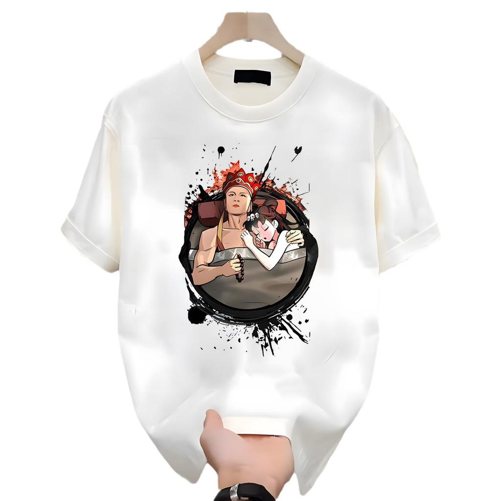 American Trendy Brand High-End Pure Cotton Men'S Printed Short-Sleeved T-Shirt Trendy Casual Round Neck T-Shirt Men'S
