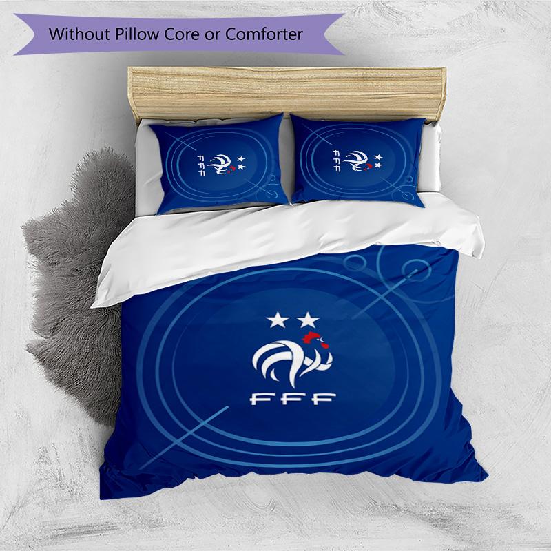 France Football Printed Bedding 3 Piece Set Cozy Breathable Bed Cover Set as Housewarming Holiday Gift