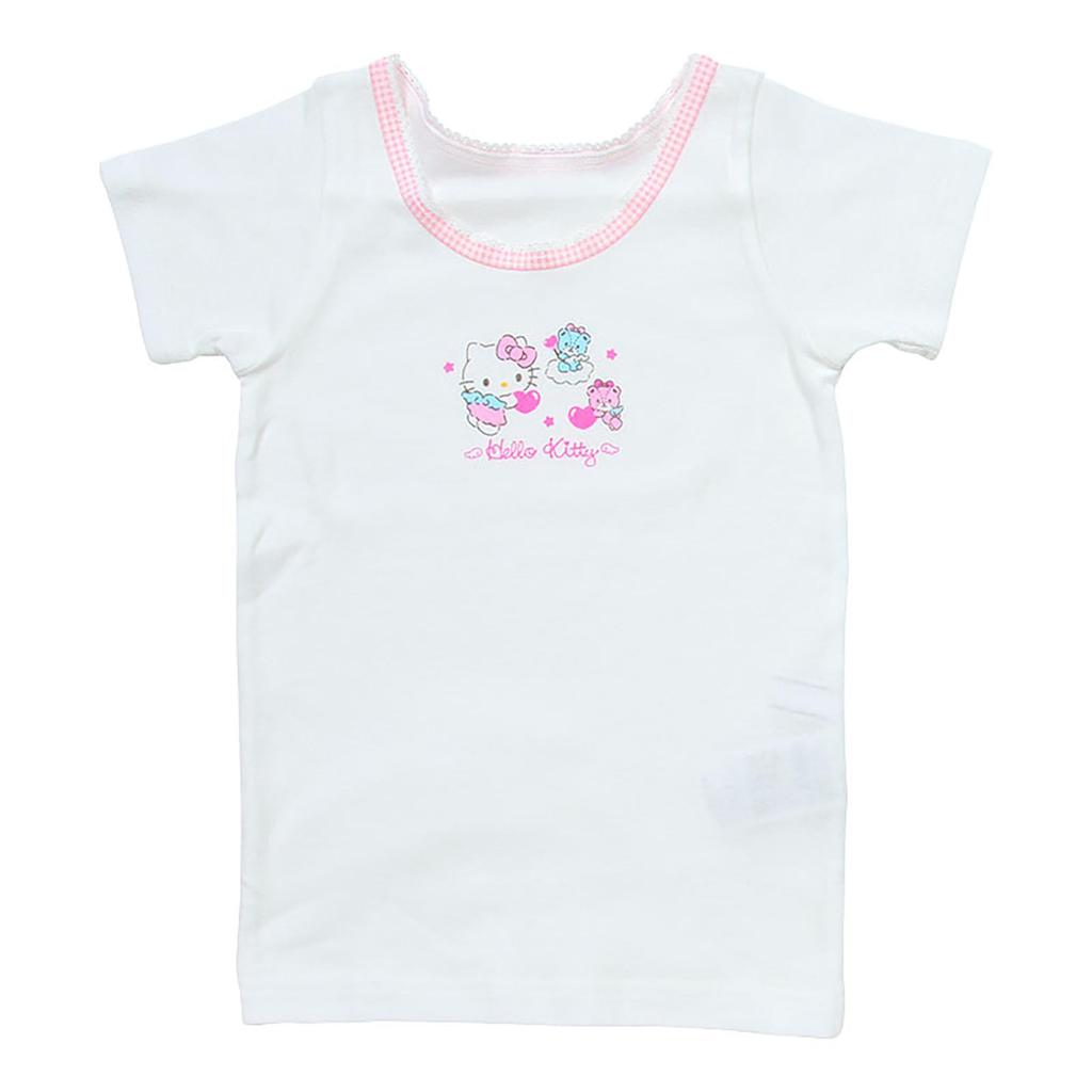 Sett med Hello for aldre 25 måneder og med navnelapp på 147842 [Sanrio] Barneundertøy med korte ermer, 2, Kitty, 90cm, 100% bomull, opp, inni,